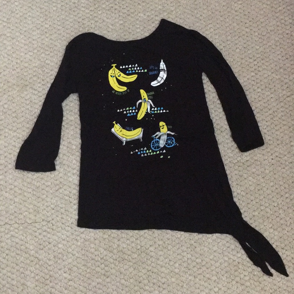 Justice Black long sleeve shirt with tie on side